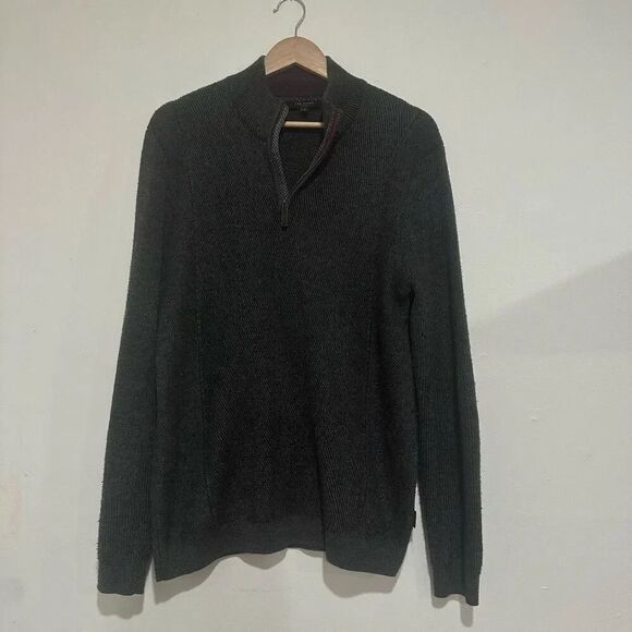 Ted Baker London Men’s Grey Half-Zip Long Sleeve Zip Size Large - Picture 1 of 6